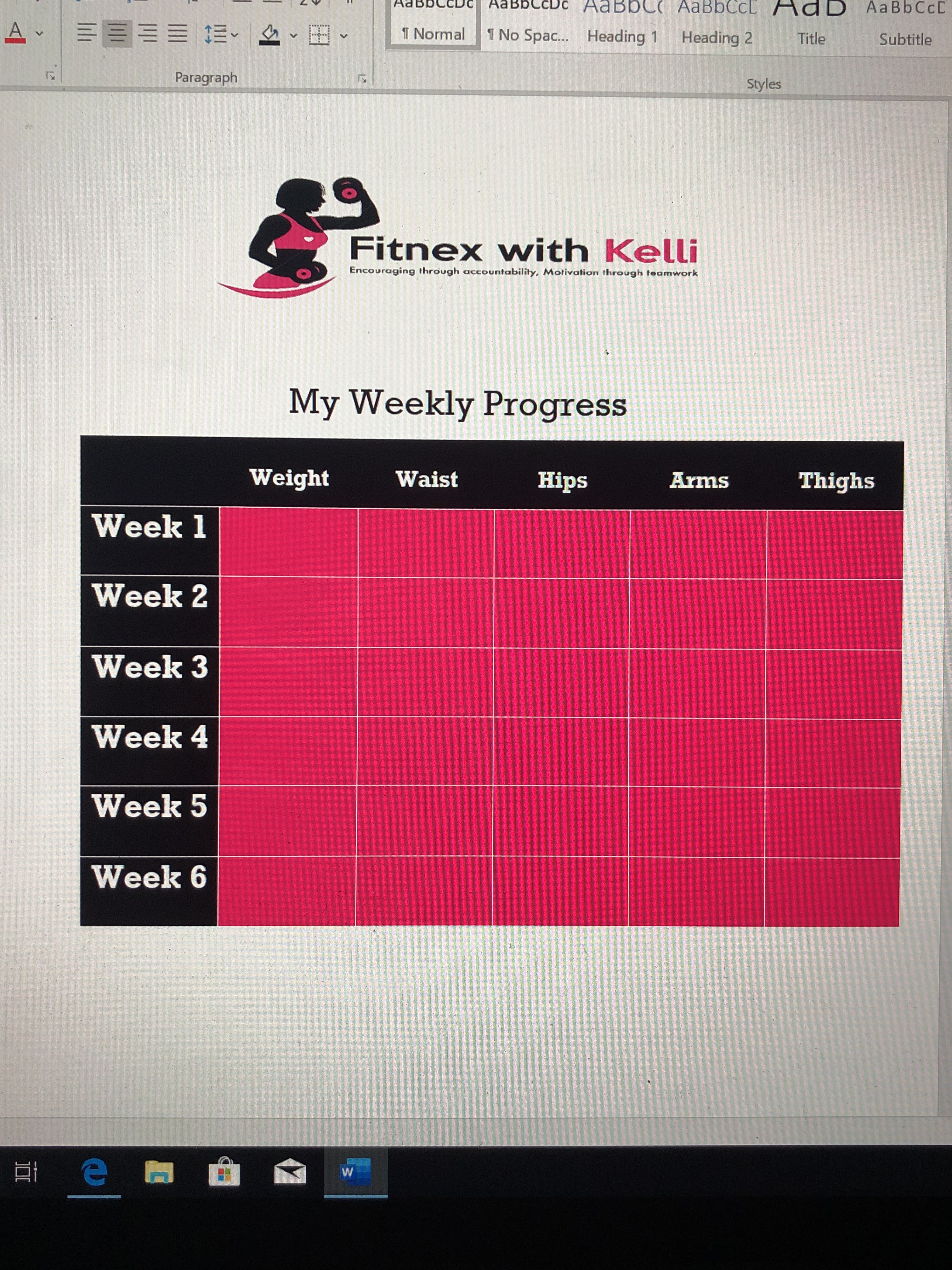 Weekly Weigh In Chart